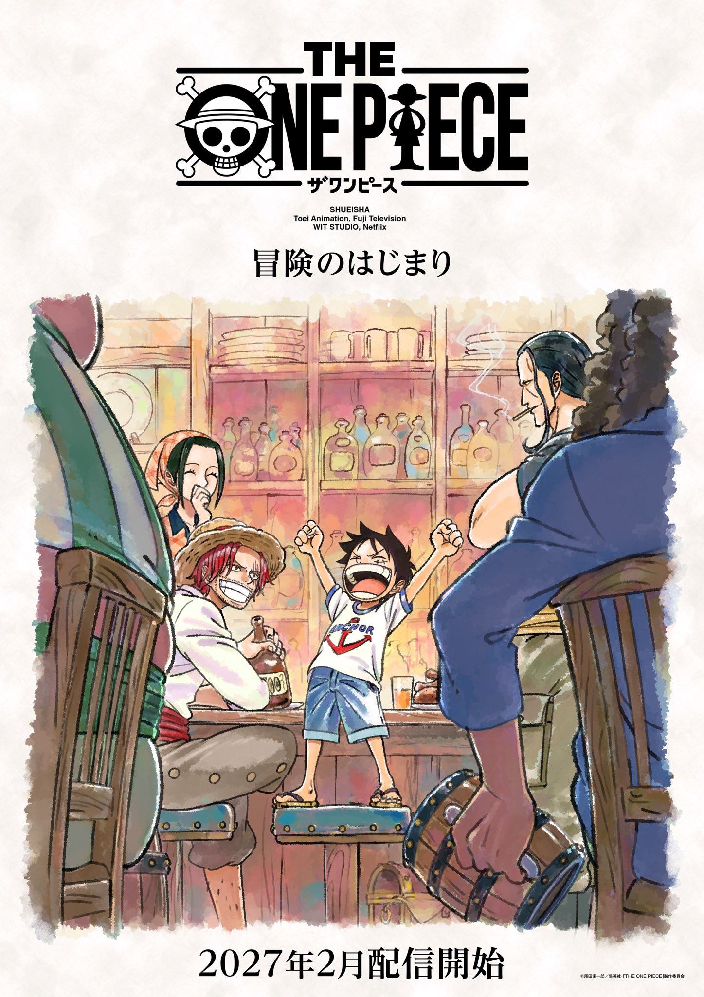 THE ONE PIECE vizuál s mladým Luffym a Shanksem
